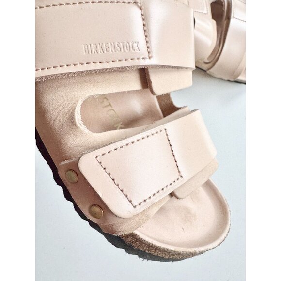 BIRKENSTOCK Uji New Beige beige Nubuck Double Strap Slides Sandals, Size 40 - Picture 3 of 16